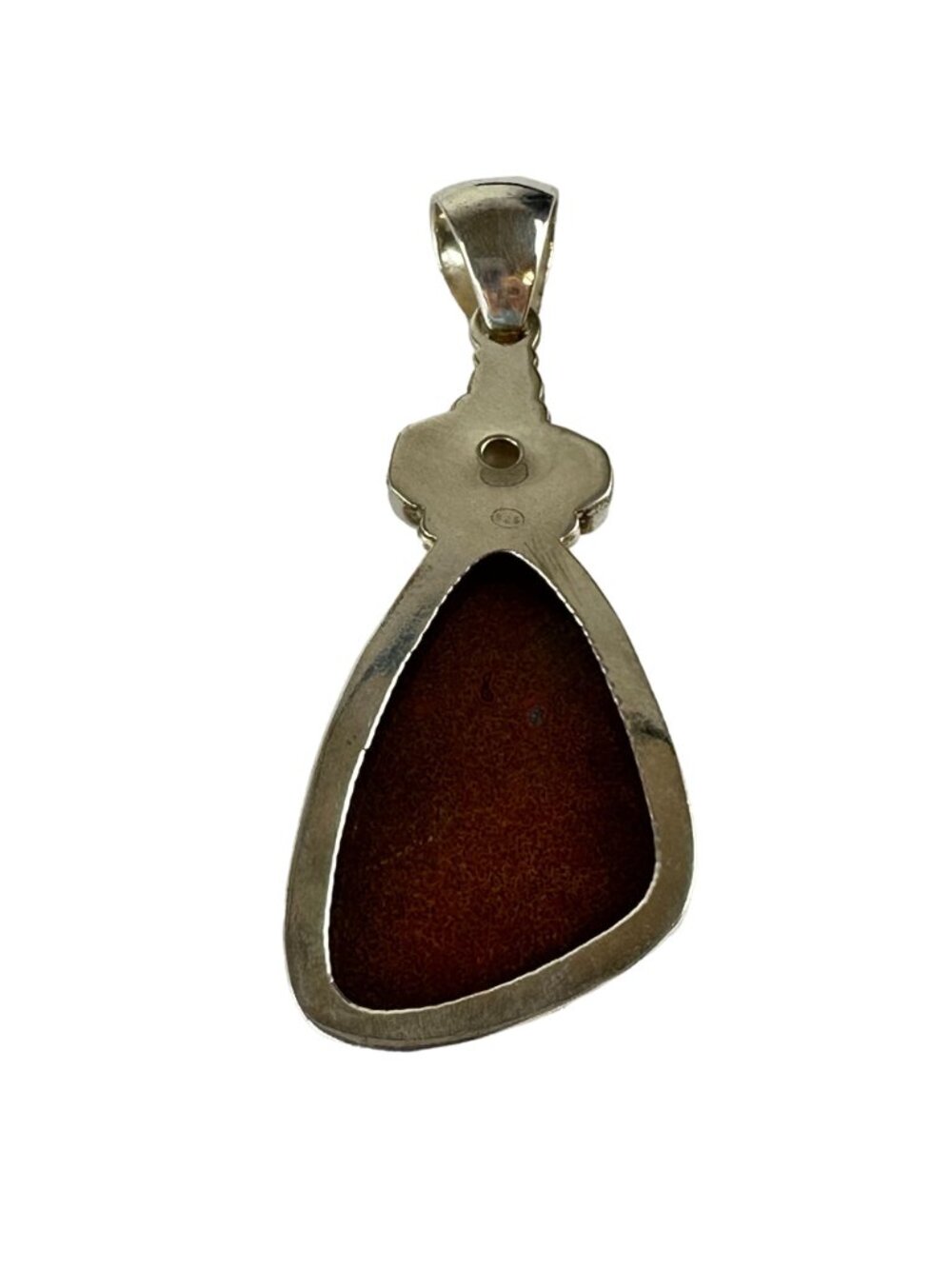 Sterling Silver Dark Red Stone Pendant with Garnet & Pearl - Picture 3 of 6